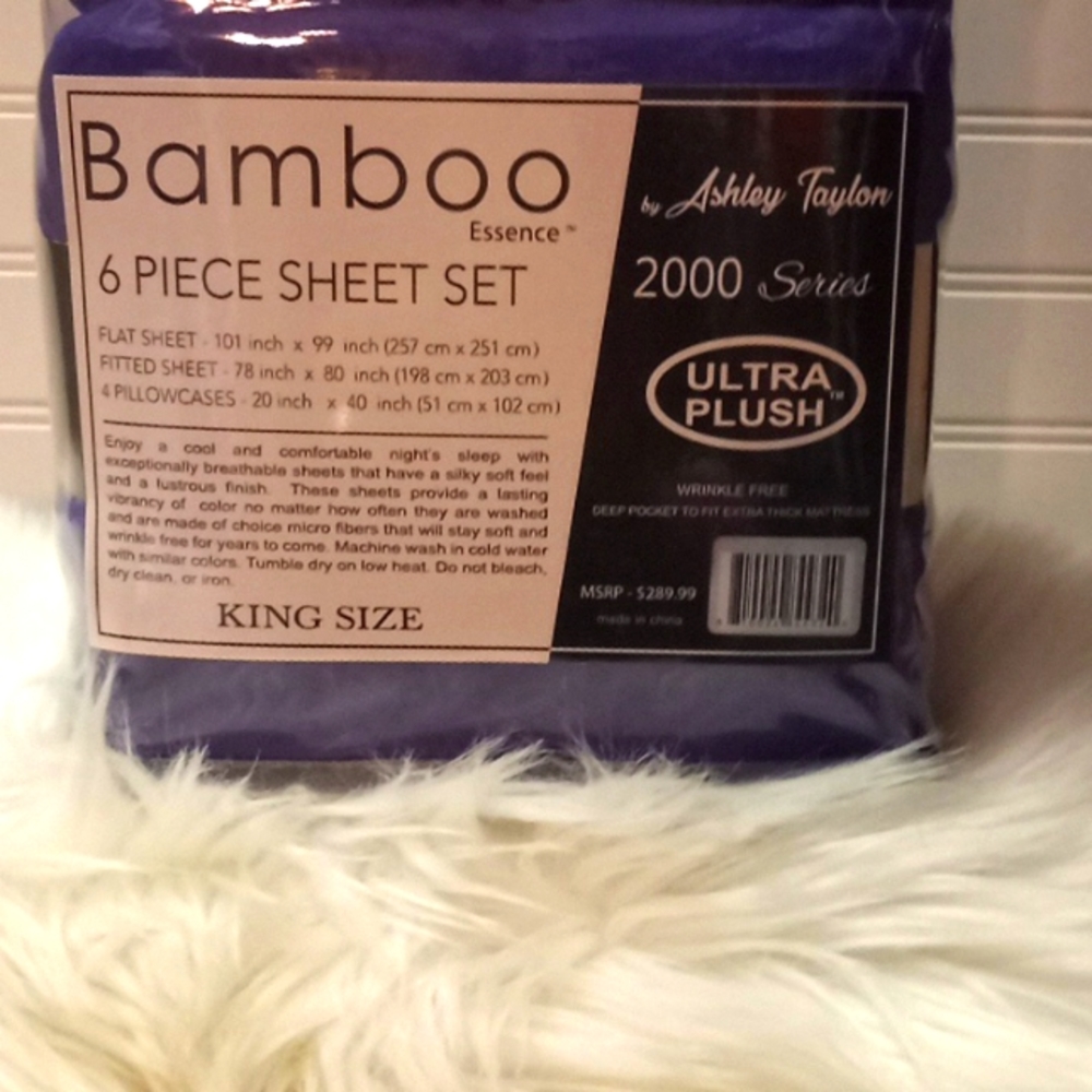 Bamboo Essence King Size  Purple-  6 Piece Sheet Set - Picture 5 of 10